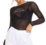 New Pretty Little Thing Weekend In New York Mesh Long Sleeve Top Black Size 10 Photo 0