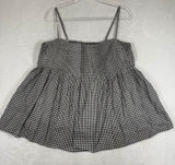 Reformation Black White Gingham Smocked Peplum Cami Top Spaghetti Strap M Photo 0
