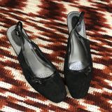 Vintage 90s Y2K Goth Coquette Leather Suede Preppy Ballet Bow Slingback Flats Kitten Heels Pumps Photo 0