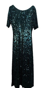 BCBGMAXAZRIA All Over Sequin Gown Jade Green Showgirl Maxi Dress Formal Stretch Photo 0