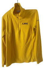 COLUMBIA l/sleeve 3/4 zip fleece in yellow gold and purple, $18, Size M, B53 Photo 0