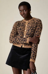J. Crew Leopard Print Alpaca Wool Blend Cardigan Sweater Top CE695 Brown XS Photo 0