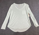 Tresics Womens Mint Green Long Sleeve V-Neck Pocket Tee Rayon Top TRU-G7024 M Photo 0