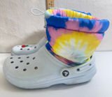 Crocs Classic Line Neo Puff Snow Boots‎ Multicolor Tie Dye Faux Fur Lined M6W8 Photo 0