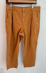 J.Crew Pleated‎ Chino Pants Caramel High Rise Tapered Cuff BG198 Sz 14l Photo 0