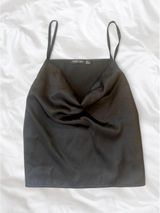 Nasty Gal Black Satin Cowl Neck Cami Top Size 2 Photo 0