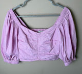 NWT Abercrombie & Fitch Puff Sleeve Crop Top Women XS Pink Shirt Coquette Blouse Photo 0