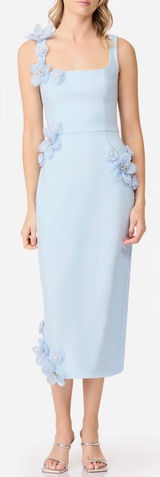 NEW ELLIATT Chantelle 3d floral blue midi Dress sz M Photo 0