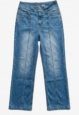 Cruel Girl‎ Medium Wash Wide Leg High Rise Front Seam Denim Jeans Size 13/32 Photo 0