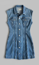 Etica Gabriela Denim Dress M Coquette Aesthetic Sustainable Jean Mini Button Up Photo 0