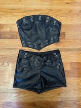 Shein 2 piece set leather corset top and mini shorts Photo 0