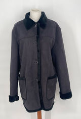 J Percy Vtg Black‎ Faux Suede Fur Lining Trim Coat Size Women XL Photo 0