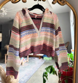 Daily practice stripe cropped hooded sweater medium Photo 0