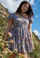 American Eagle Floral Button-Front Mini Dress Photo 0