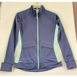 Alo Yoga CoolFit Jacket Womens Navy Blue Colorblock Full‎ Zip Running Medium Photo 0