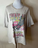 Daydreamer Guns N’ Roses 1985 Flaming Skull distressed trashed tee shirt XL Photo 0