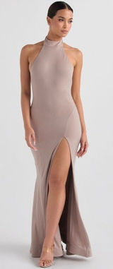 NWOT House of CB JULIETTE MUSHROOM HALTER GOWN sz S Photo 0