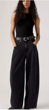 New Levi's 24x30 Premium Super Baggy Barrel Women's Jeans Open Mind Black Photo 0