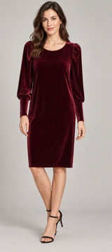 Vince Camuto Burgundy Velvet Puff Sleeve Midi Dress Women’s Photo 0