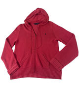 Polo Ralph Lauren Full-Zip Knit Sweater Hoodie Size XL Red Cotton Photo 0
