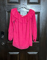 Michael Kors Sheer Fuchsia Off-the-Shoulder Blouse Large Photo 0