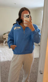 TJ Maxx Vinyl Icons Blue Malibu Quarter Zip Oversized Sweatshirt Photo 0