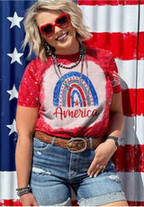 Rainbow American Flag Shirt Patriotic Shirt 4th of July Memorial Day Tshirt Photo 0