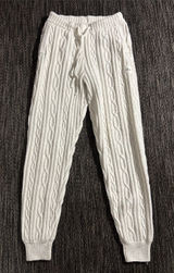 Alo Yoga Winter Bliss Cable Knit Lounge Jogger Pants Cream White Women's Size S Photo 0