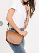 NYDJ‎ Leather Half Moon Crossbody Bag Brown Photo 0