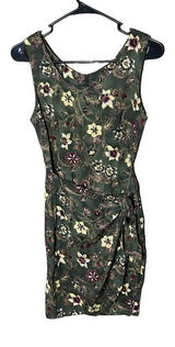 Vintage Tickets 90s Green Floral Print Wrap Dress‎ Size 5/6 Photo 0