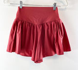 OFFLINE By Aerie Real Me High Waisted Pleated Flowy Short Summer Burgundy Small Photo 0