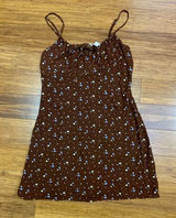 L.A. Hearts Floral Mini Dress Womens Size XS Brown Tie Front Spaghetti Strap Photo 0