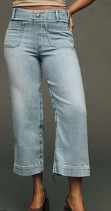 Anthropologie Maeve the Colette wide leg cropped jean light wash size 34 Photo 0