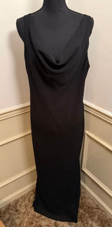 Vintage Onyx Nite Black Tie Cowl Neck Formal Evening Gown LBD Wedding Guest Photo 0