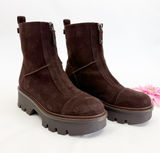 Sam Edelman Cooper Lug Sole Bootie Ankle Boots Chocolate Brown Suede Leather Zip Photo 0