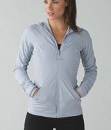 Lululemon Sz 10 In Flux Jacket Dance Studio Reversible Hooded Silver Fox Stretch Photo 0