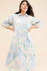 Maeve by Anthropologie The Bettina Tiered Shirt Dress blue multi plus size 2X Photo 0