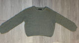 Army green chunky cropped sweater fall style winter pullover size‎ medium Photo 0