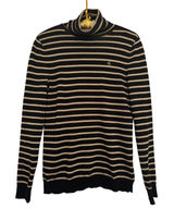 Lauren Ralph Lauren Black Gold Metallic Striped Turtleneck Sweater Womens Sz S Photo 0