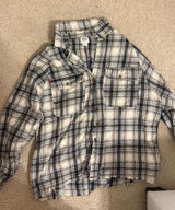 Urban Outfitters BDG Vintage Flannel Neutral Grey and Cream Stripe Colorway Photo 0