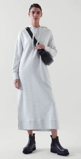 COS Relaxed Fit Maxi Sweatshirt Dress Heather Gray‎ Hooded Cotton Fleece Small Photo 0