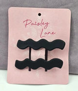 Paisley Lane Black Pair of Two Wavy Hair‎ Clips Accessories NWT Photo 0