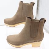 Frye and Co. Boots Womens 8.5 Odessa Chelsea Taupe Wood Heel Platform NEW Photo 0