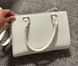 White Structured Satchel Purse Crossbody Handbag Faux Leather Classic Photo 0