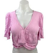 Abercrombie & Fitch Pink Twist Front V-Neck Flutter Sleeve Crop Top Blouse Sz M Photo 0