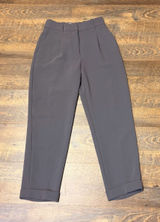 Aritzia Wilfred Pleated High Rise Tapered Cuffed Ankle Trouser Womens 2 Brown Photo 0