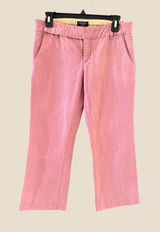 American Eagle Y2k Pink Textured Stripe Stretch Crop Pants Low Rise Womens 6 Photo 0