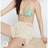 Nasty Gal Twill Running Shorts 100% Cotton NWT Neutral Tan Size L Beach Vacay Photo 0