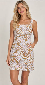 Lilly Pulitzer Tan Dress with White Tropical Floral Print NWOT Photo 0
