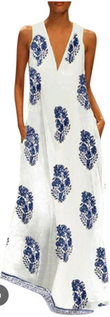 Blue and white tank dress Size L Photo 0